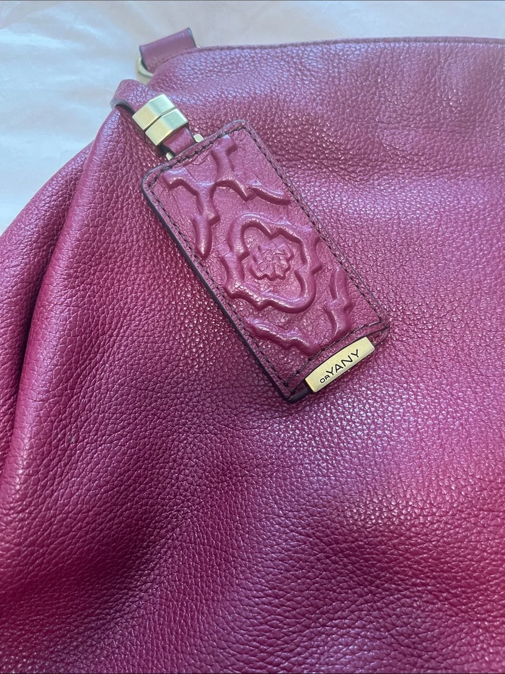 DR YANY Leather Hobo Bag in Deep Burgundy